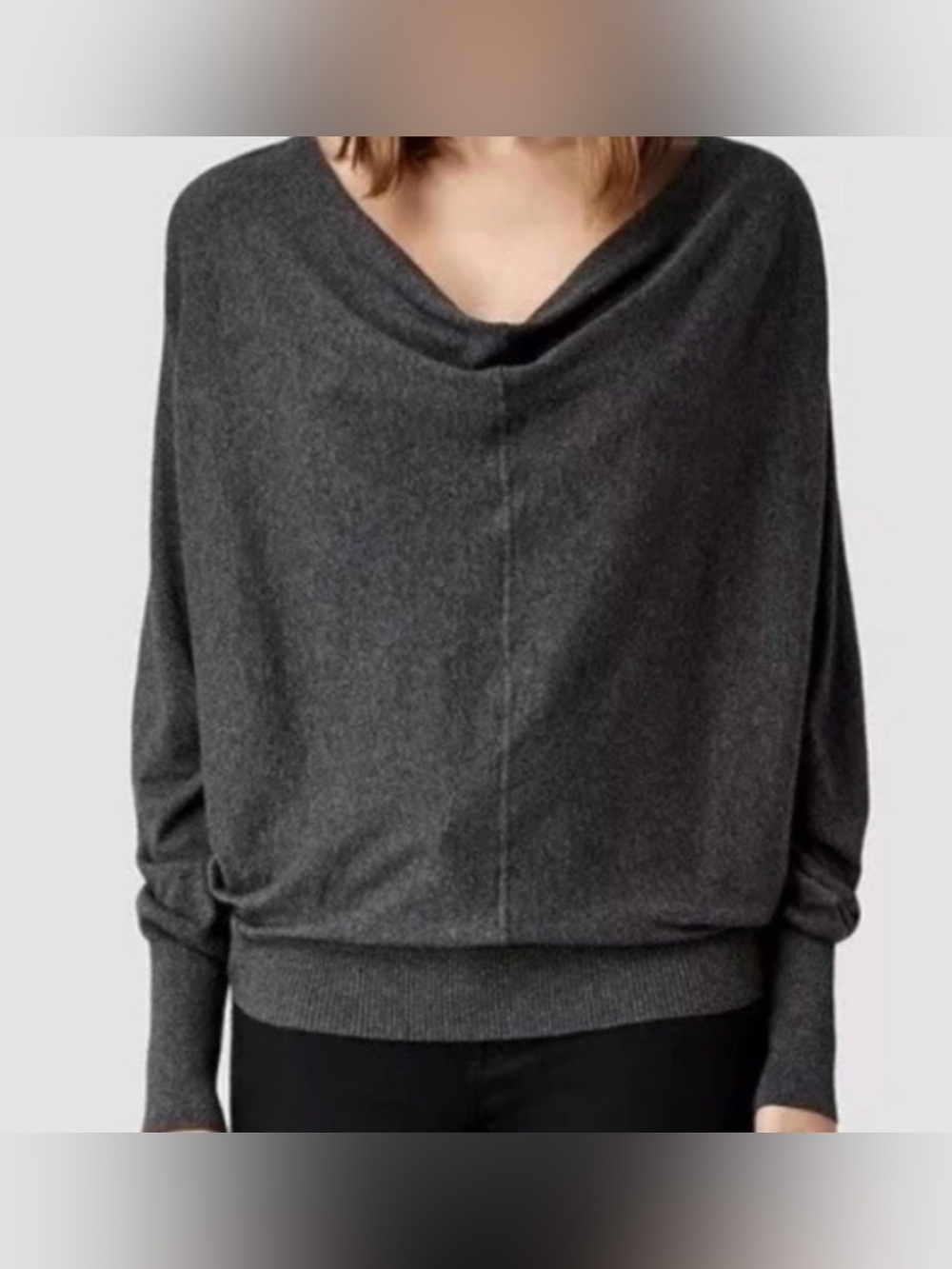 AllSaints Charcoal Cowl-Neck Sweater